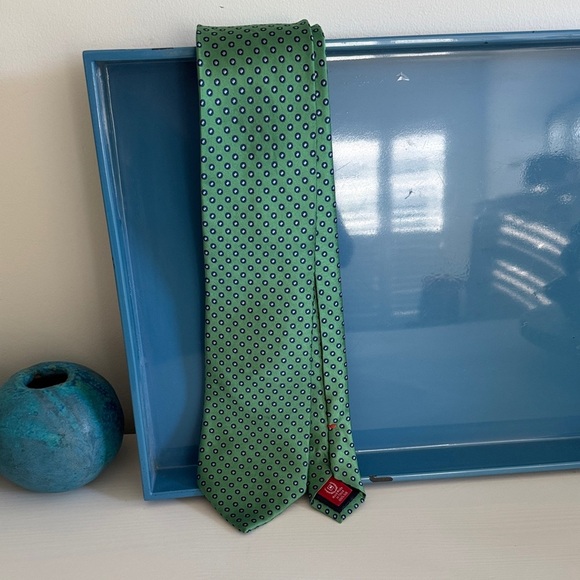 Chaps Kelly Green and Blue Geometric Men's Tie - Picture 4 of 4